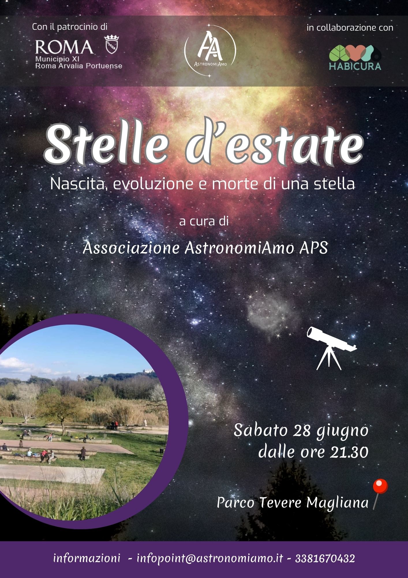Locandina evento astronomico 28 giugno 2025