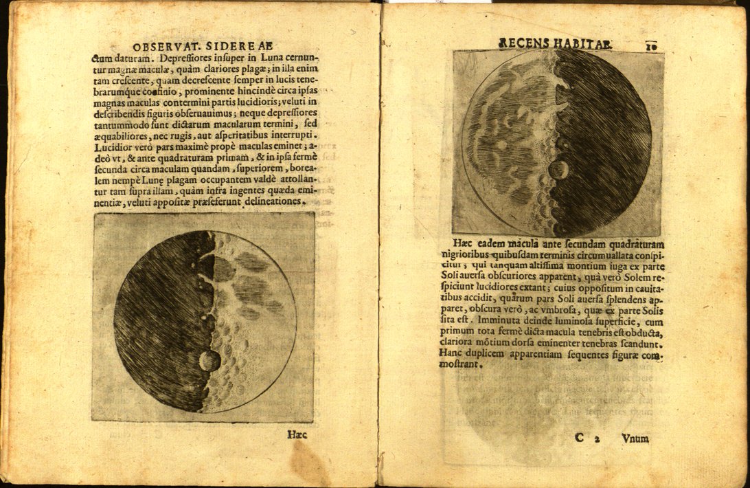 Crateri lunari nel Sidereus nuncius, 1960. Crediti Museo Astronomico di Brera Crateri lunari nel Sidereus nuncius, 1960. Crediti Museo Astronomico di Brera