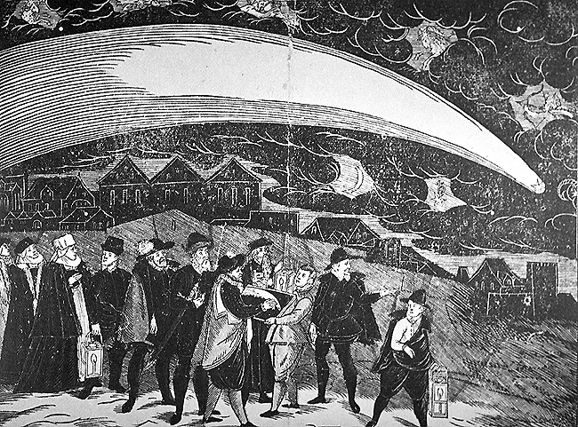Incisione della Grande Cometa del 1577. Jiri Daschitzsky (Čeština: Jiří Jakubův Dačický)