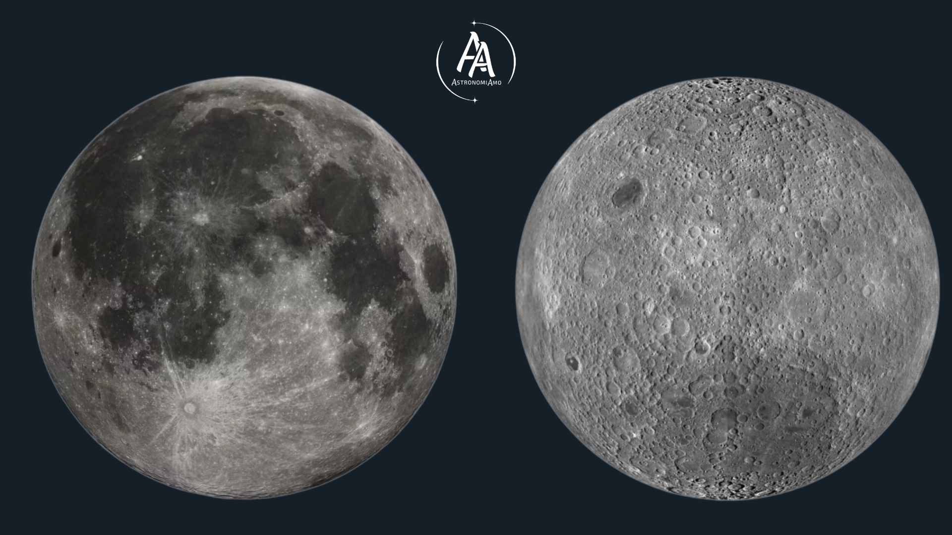 Le due facce, totalmente diverse, della Luna. Crediti AstronomiAmo APS