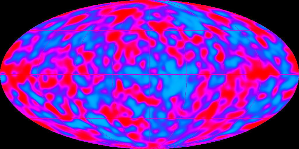 La mappa della radiazione a microonde ottenuta da COBE. Crediti COBE/NASA