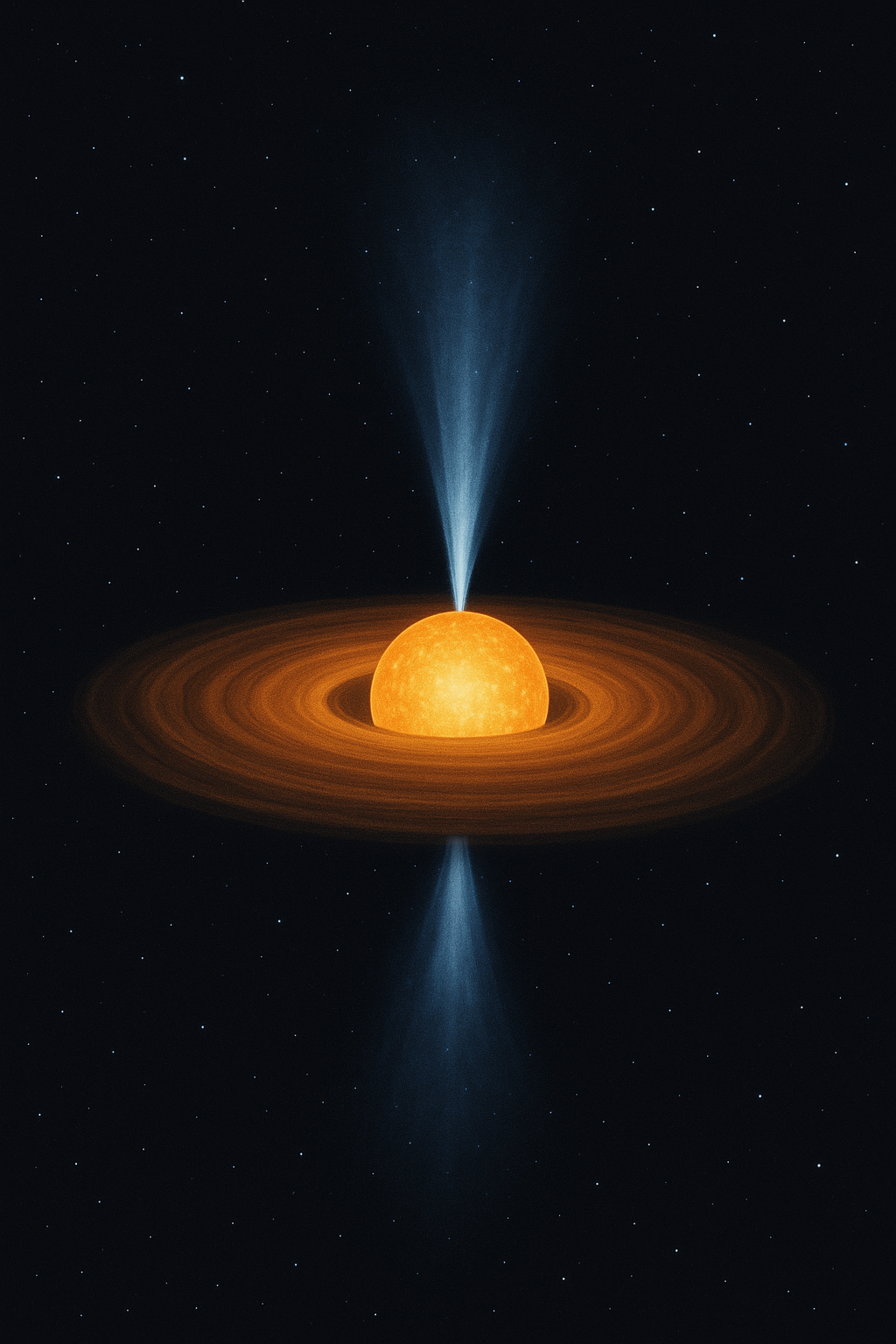 Schema semplificato di una stella in fase T-Tauri.