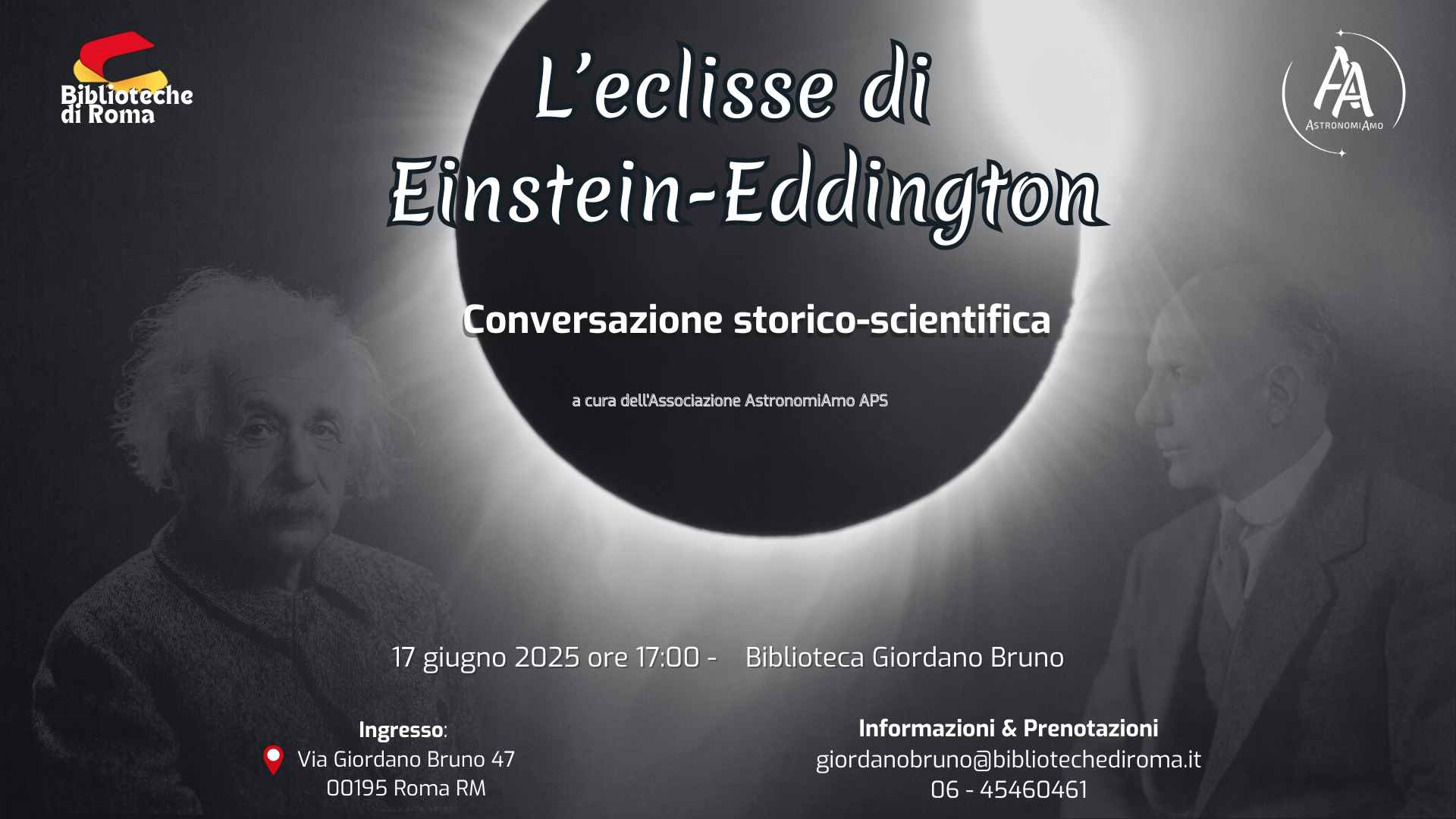 17 giugno 2025 - L'eclisse di Einstein-Eddington alla Biblioteca Giordano Bruno